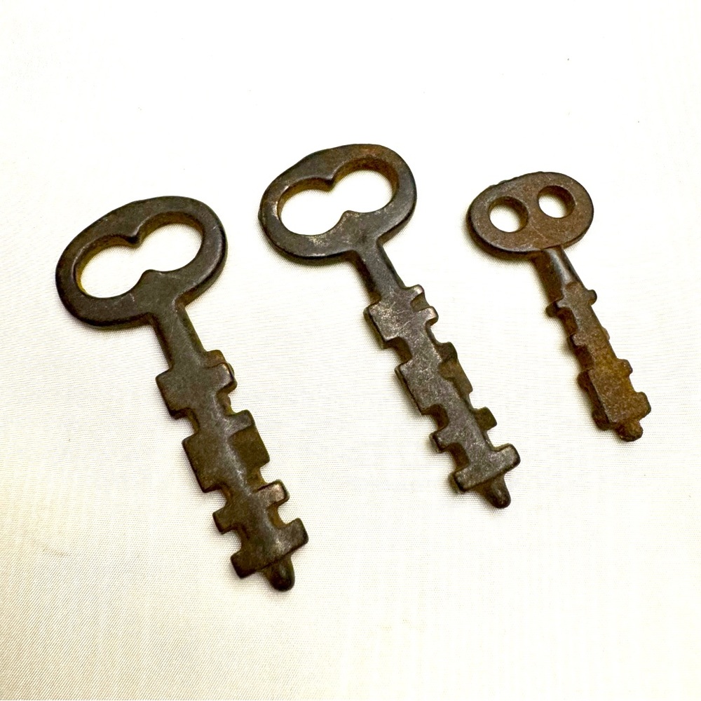 Lot of 3 Antique/Vintage Scandinavian Padlock Key Jail House Door RARE